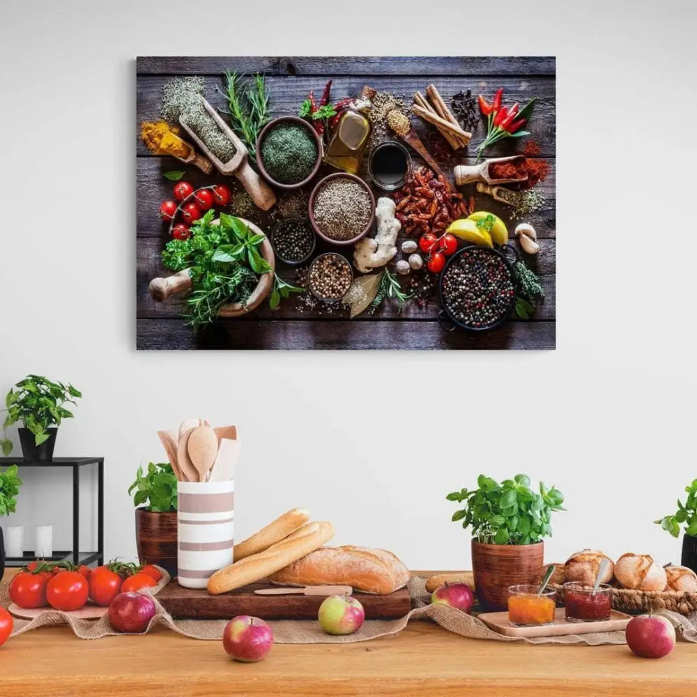 Tableau Cuisine Les Epices Légumes et Fruits - Montableaudeco