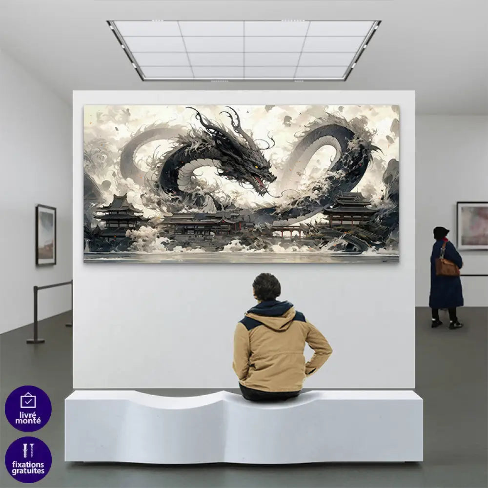 Tableau décoratif dragon noir Shenron Sombre avec finition plexiglas brillant ultra design

