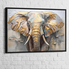 Tableau Éléphant Doré 40x60cm / Cadre Noir Tableau Éléphant