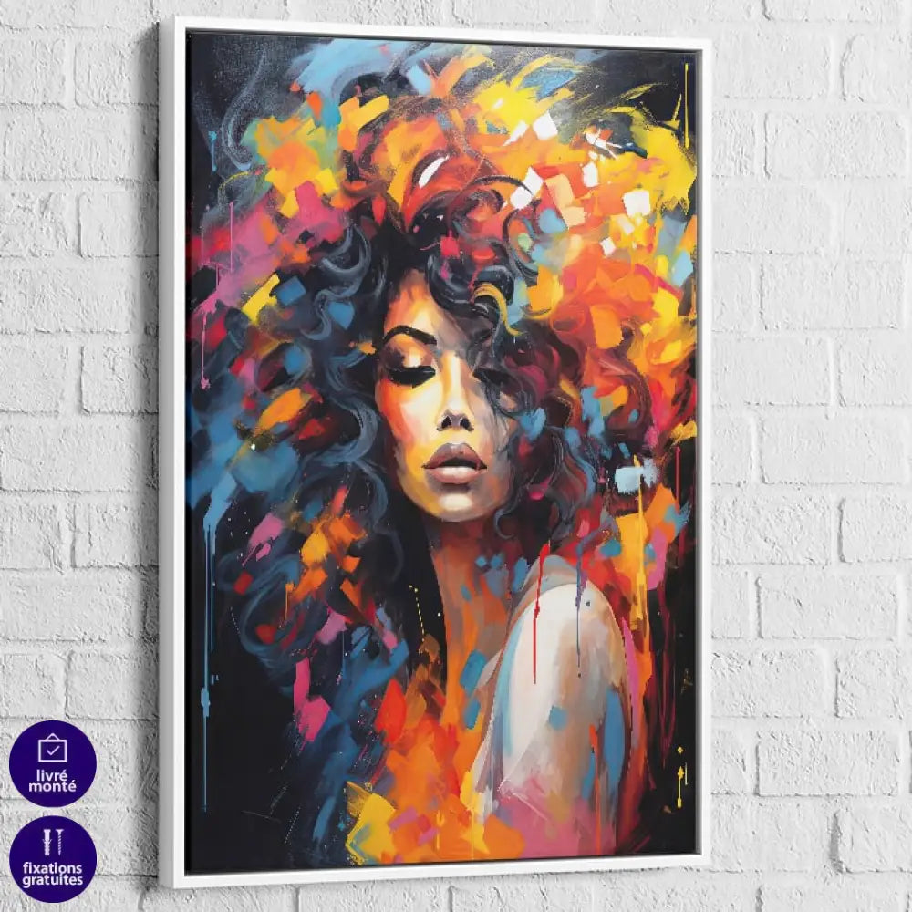 Tableau Femme Black Woman 40x60cm / Cadre Blanc Tableau Femme