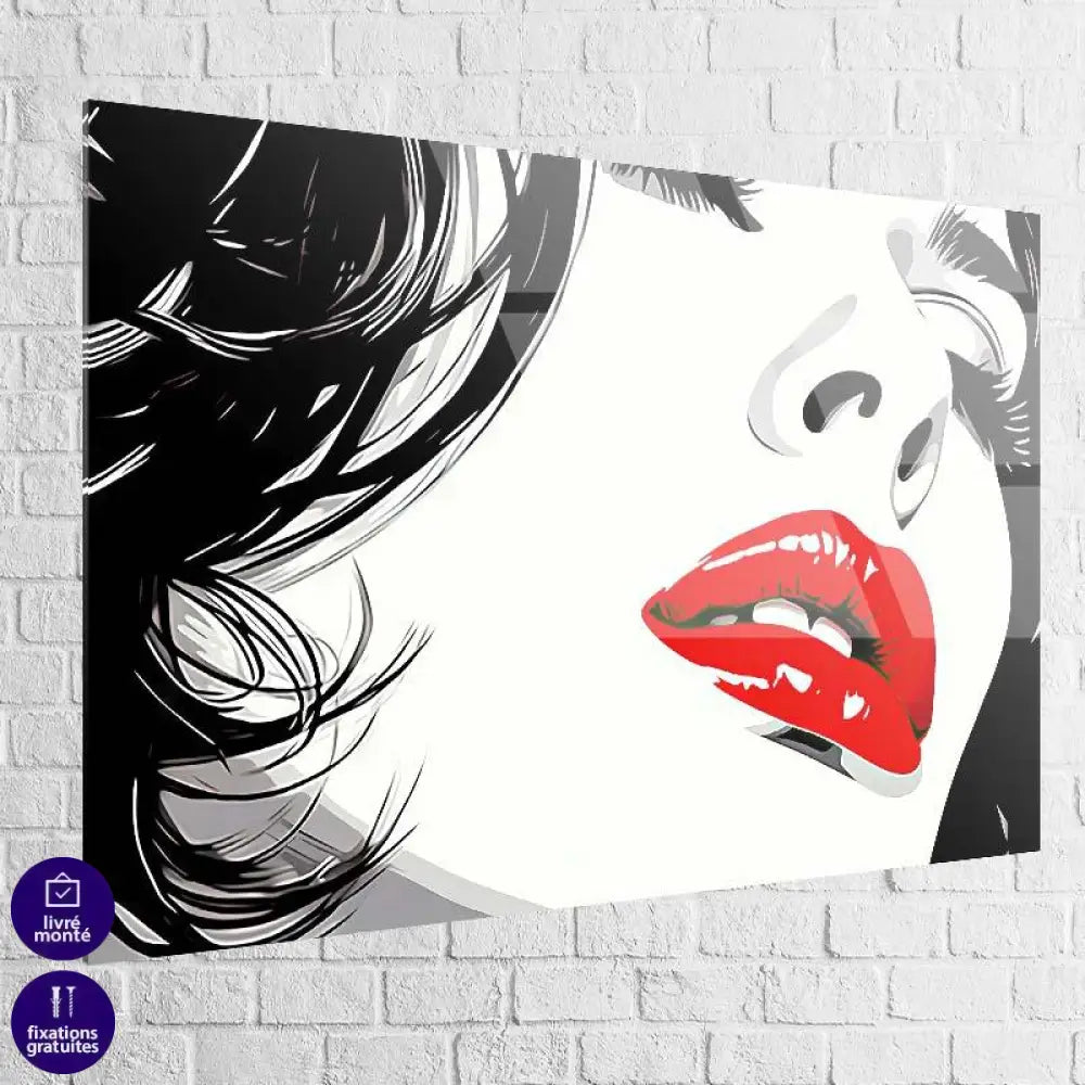 Tableau Femme noir et blanc lèvres rouge - Montableaudeco