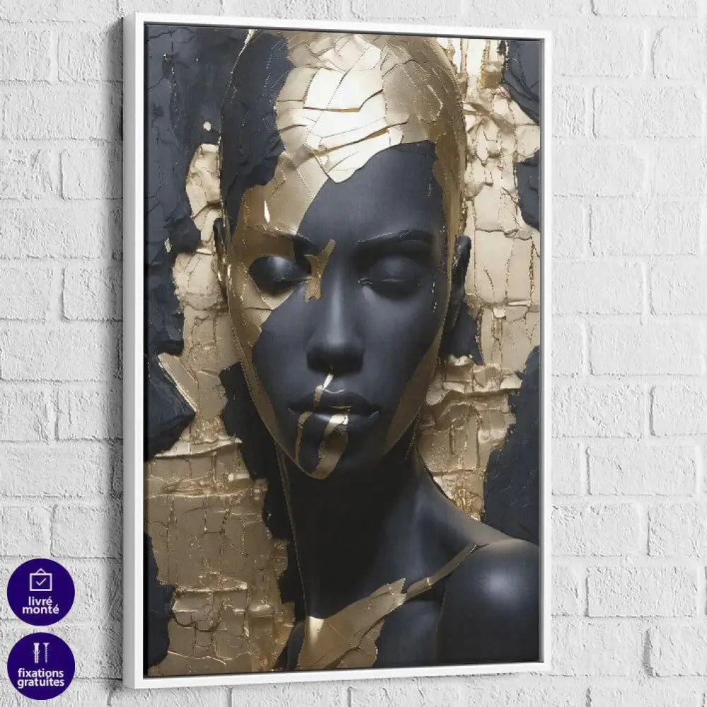 Visuel artistique tableau Reine d’Or et d’Ombre disponible chez Montableaudeco

