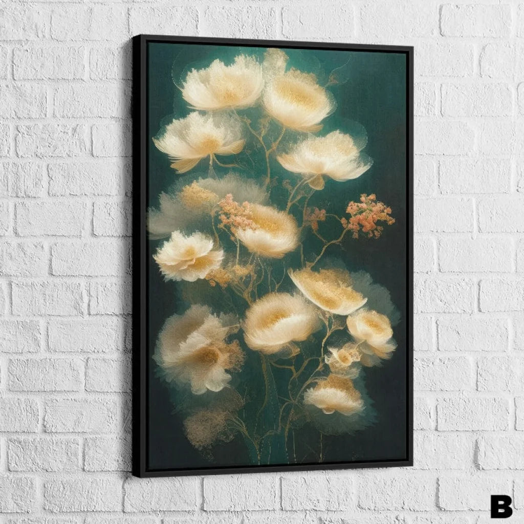 Tableau Fleur Les 3 Fleurs 40x60cm / Cadre noir / B Tableau Fleur