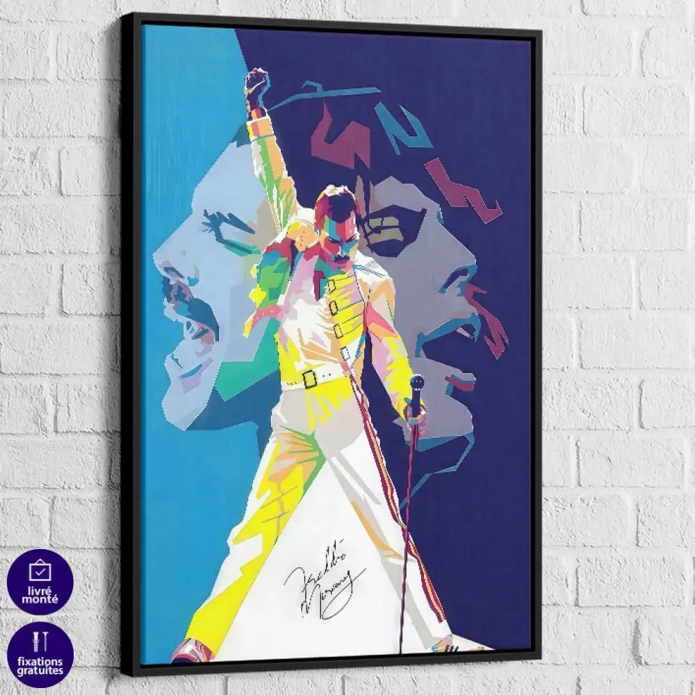 tableau freddie mercury l’instant légendaire pop art cadre noir