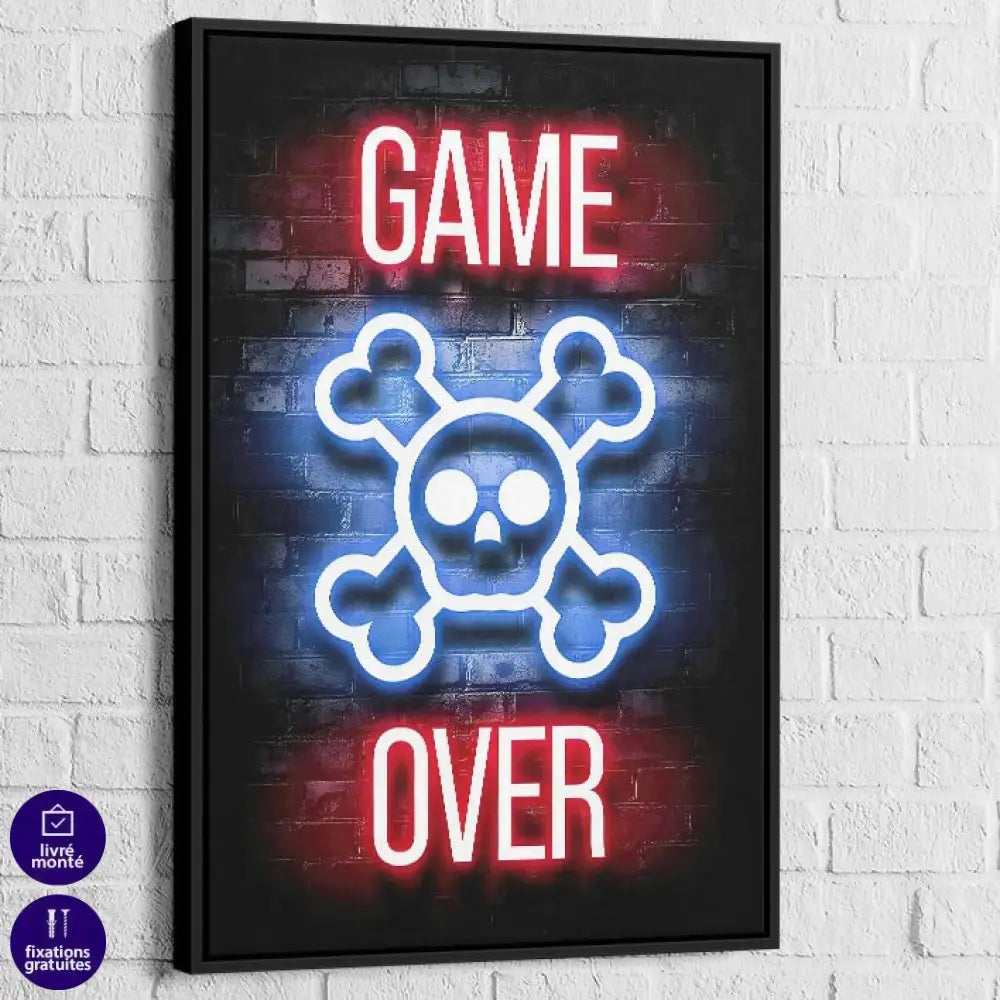 Tableau Gaming Game Over Néon b