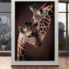 Tableau girafe Étreinte d'Afrique - décoration murale animalière moderne

