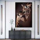 Tableau mural girafes tendresse - art contemporain animalier pour salon ou chambre

