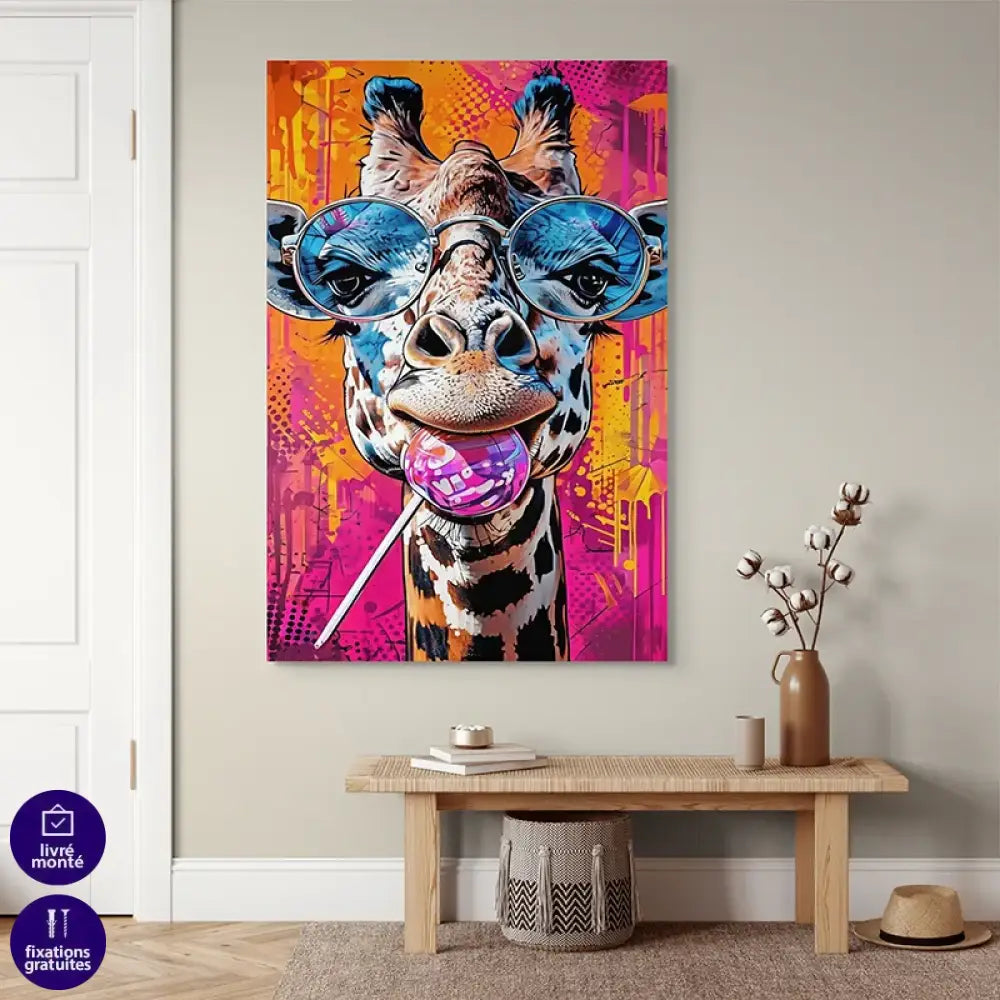 Tableau Girafe Pop Art Lunettes Tableau Girafe