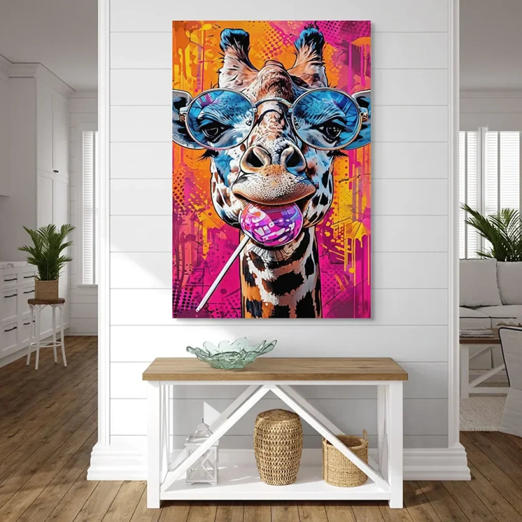 Tableau Girafe Pop Art Lunettes Tableau Girafe