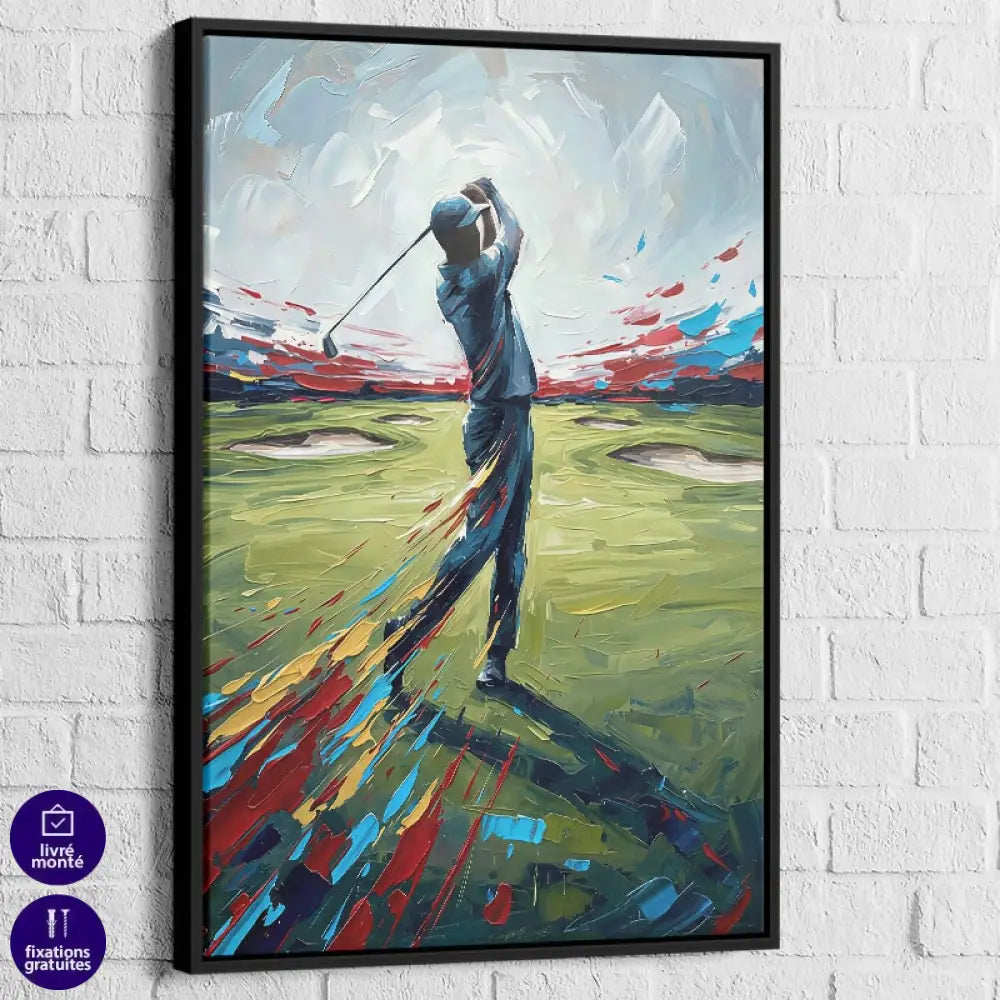 Tableau golf sur fond de green et ciel lumineux