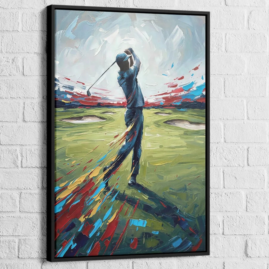 Tableau golf sur fond de green et ciel lumineux