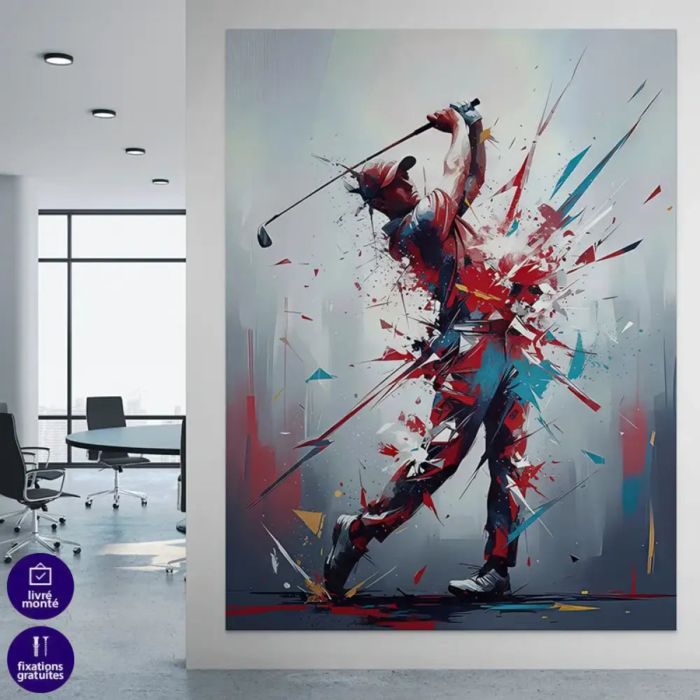 Tableau golf moderne – golfeur en mouvement, déco sportive