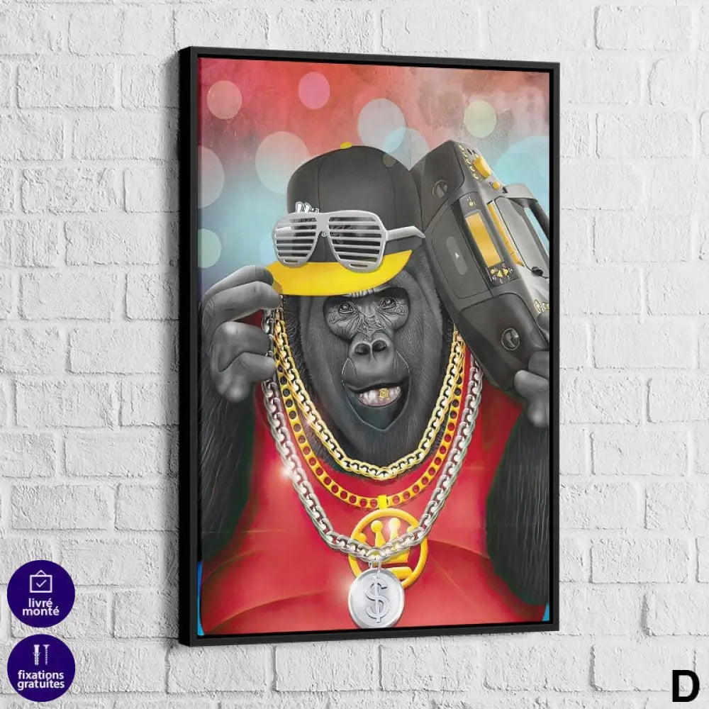 Tableau Gorille Gangsta 40x60cm / Cadre Noir / D Tableau Animaux