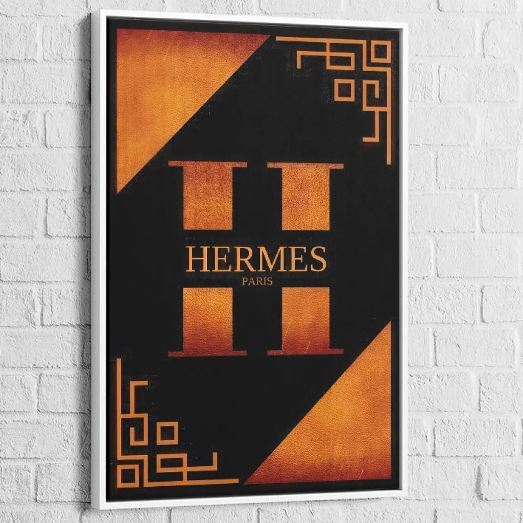 Tableau Hermès Rouge et Or 40x60cm / Cadre Blanc / Hermès Rouge Tableau Luxe