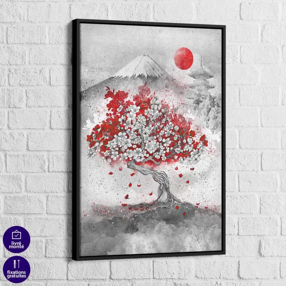 Tableau Japonais Cerisier et Mont Fuji - Montableaudeco