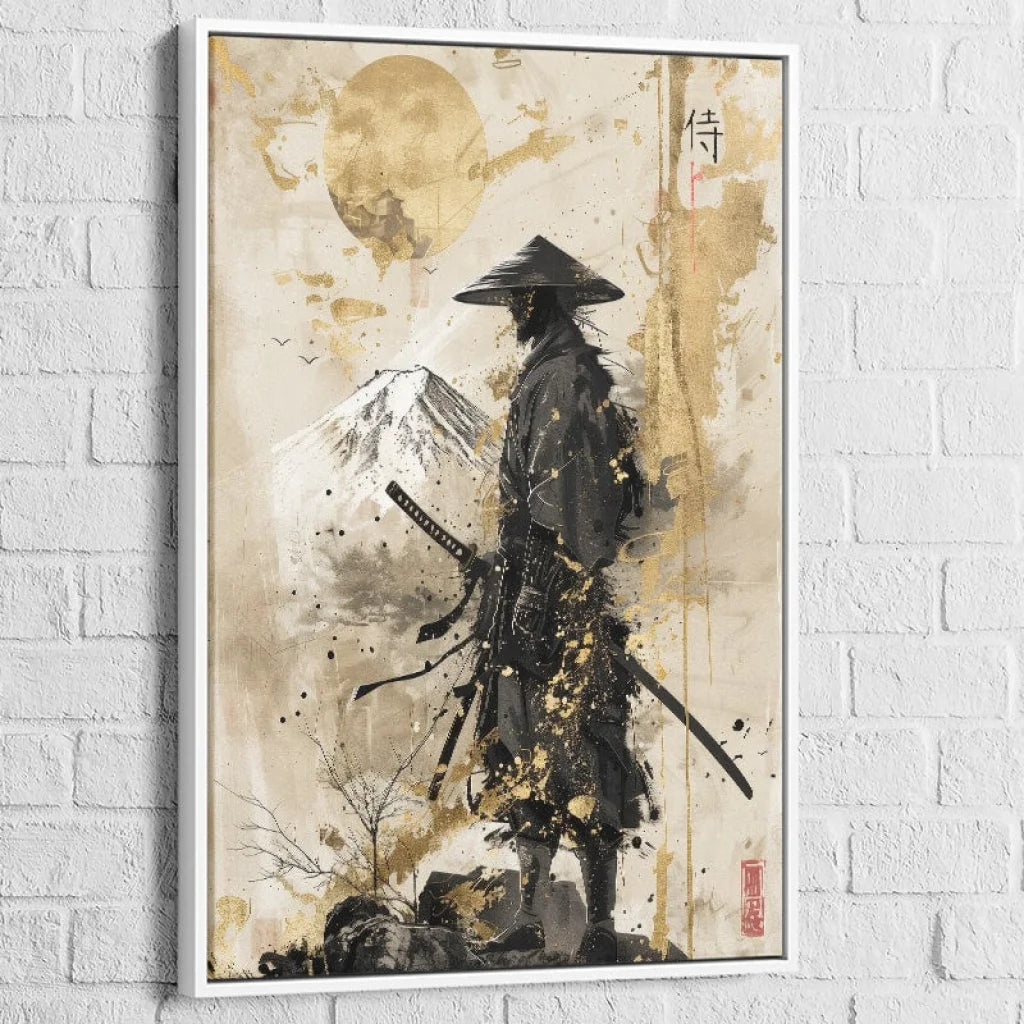 Impression d’art samouraï avec cadre blanc – tableau déco japonaise élégante
