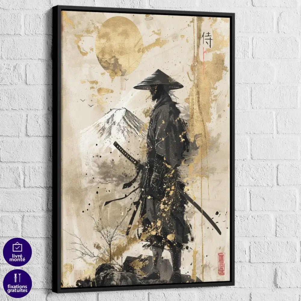 Tableau japonais Le Dernier Samouraï avec cadre noir – décoration murale zen et moderne