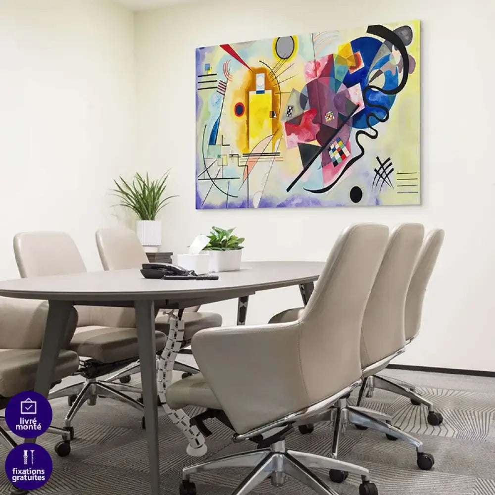 Toile tendue sur châssis, rendu galerie pour Jaune Rouge Bleu