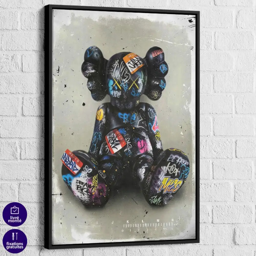 Tableau Kaws Black Pop 40x60cm / Cadre Noir Tableau Kaws
