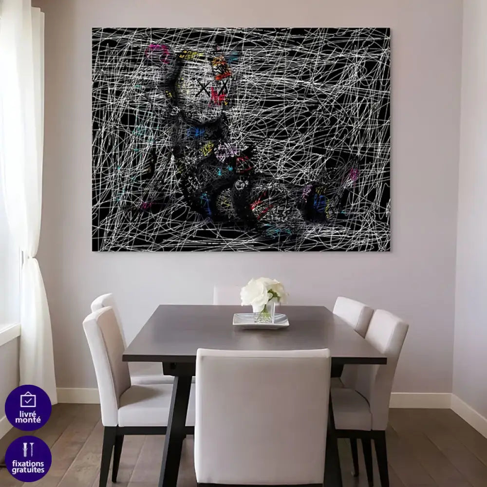 décoration murale street art silhouette filaire touches colorées minimalistes