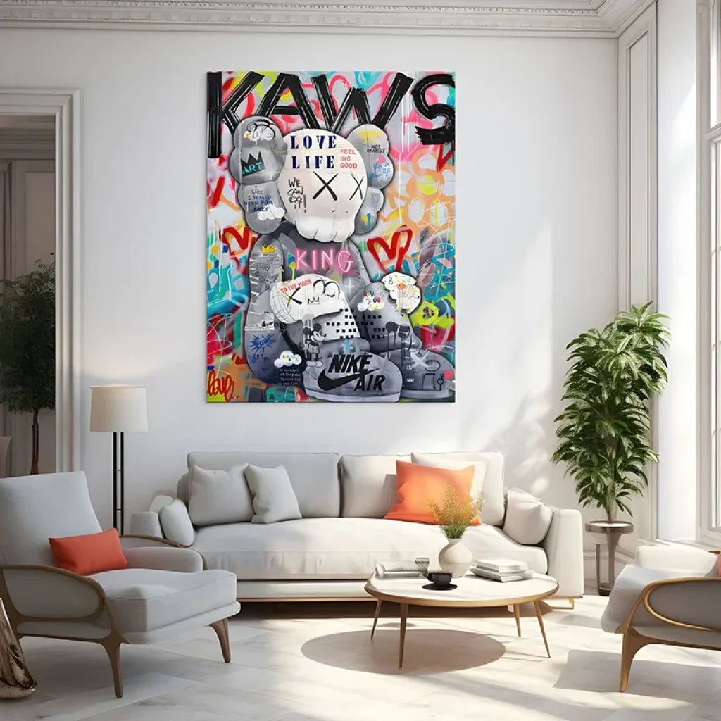 portrait stylisé gris contrasté sur mur street pop