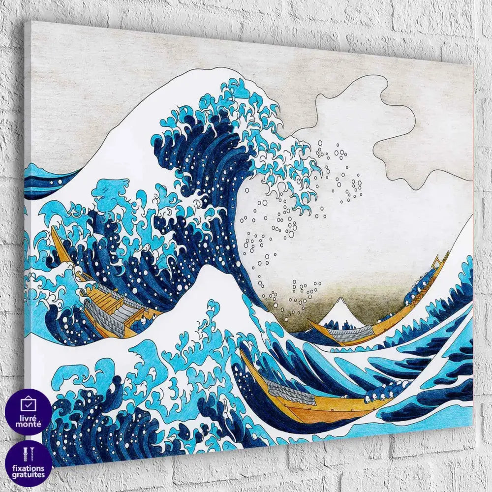 décoration murale ukiyo e hokusai vague bleue