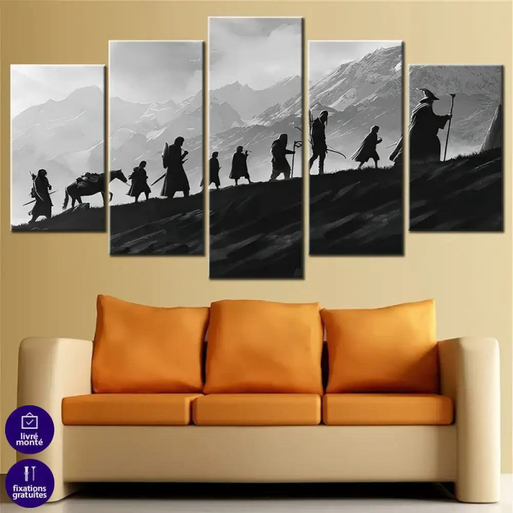 poster mural seigneur des anneaux composition en 5 pièces style épique