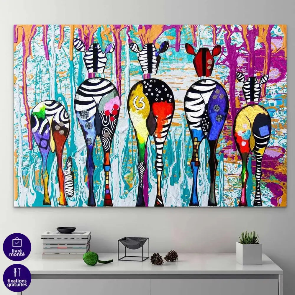 Tableau Les Zèbres colorés - Montableaudeco