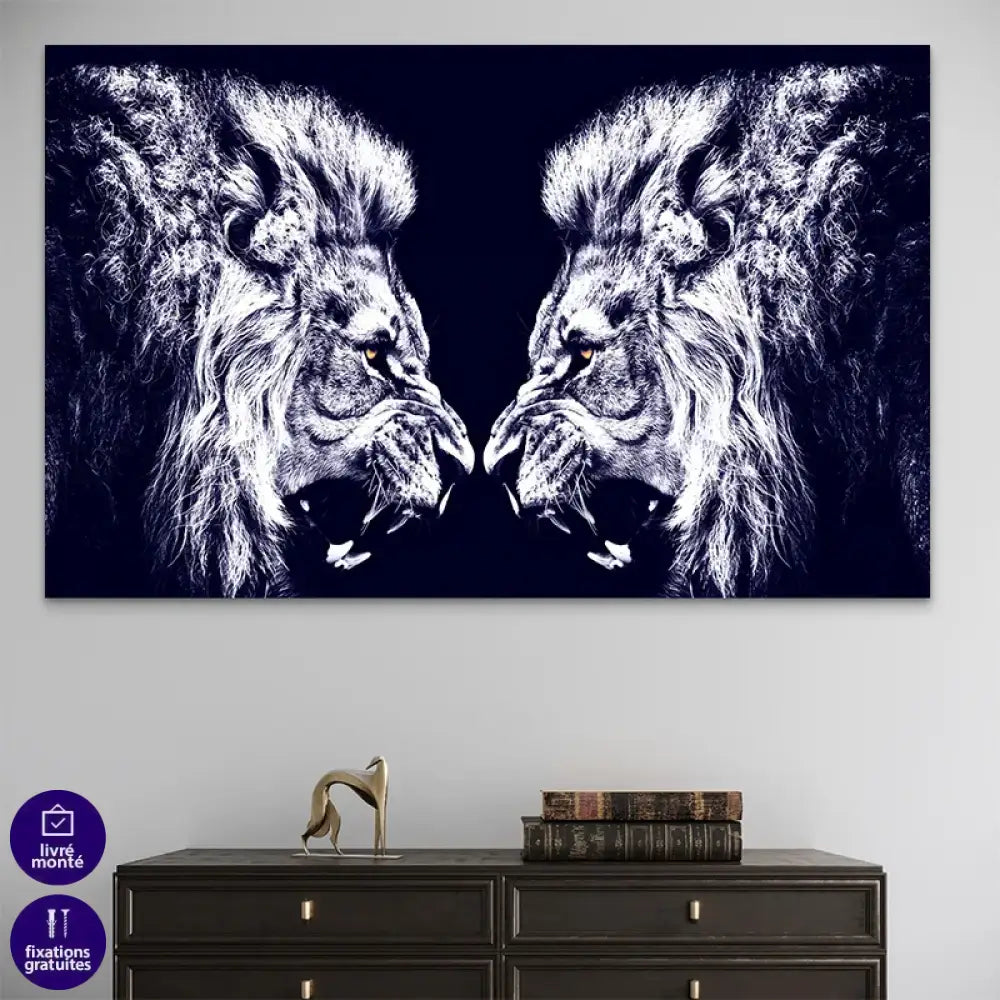 décoration murale lion face à face style contemporain

