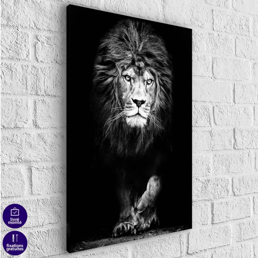 Tableau Lion Noir et Blanc La Force - Montableaudeco