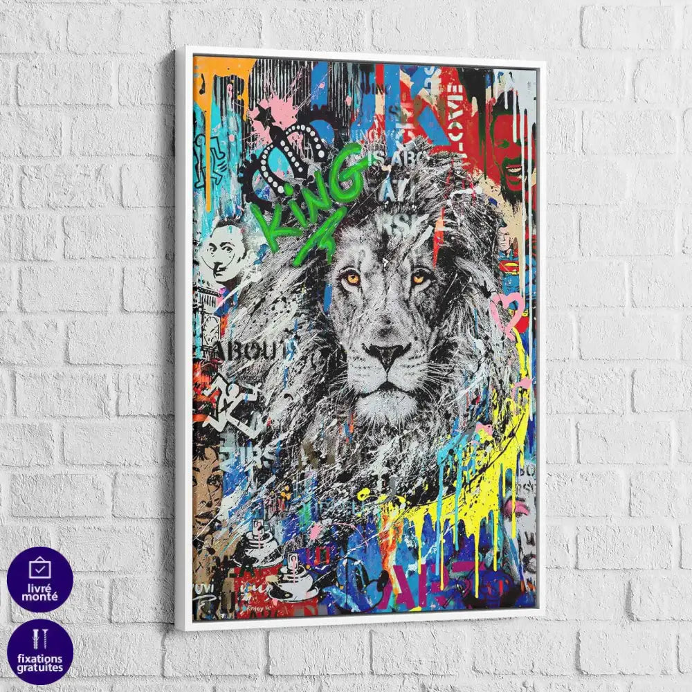 Tableau Lion Street Art The King - Montableaudeco