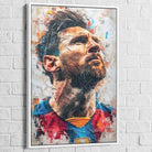 Tableau Lionel Messi: L’Homme aux Pieds d’Or 40x60cm / Cadre Blanc Tableau Sport