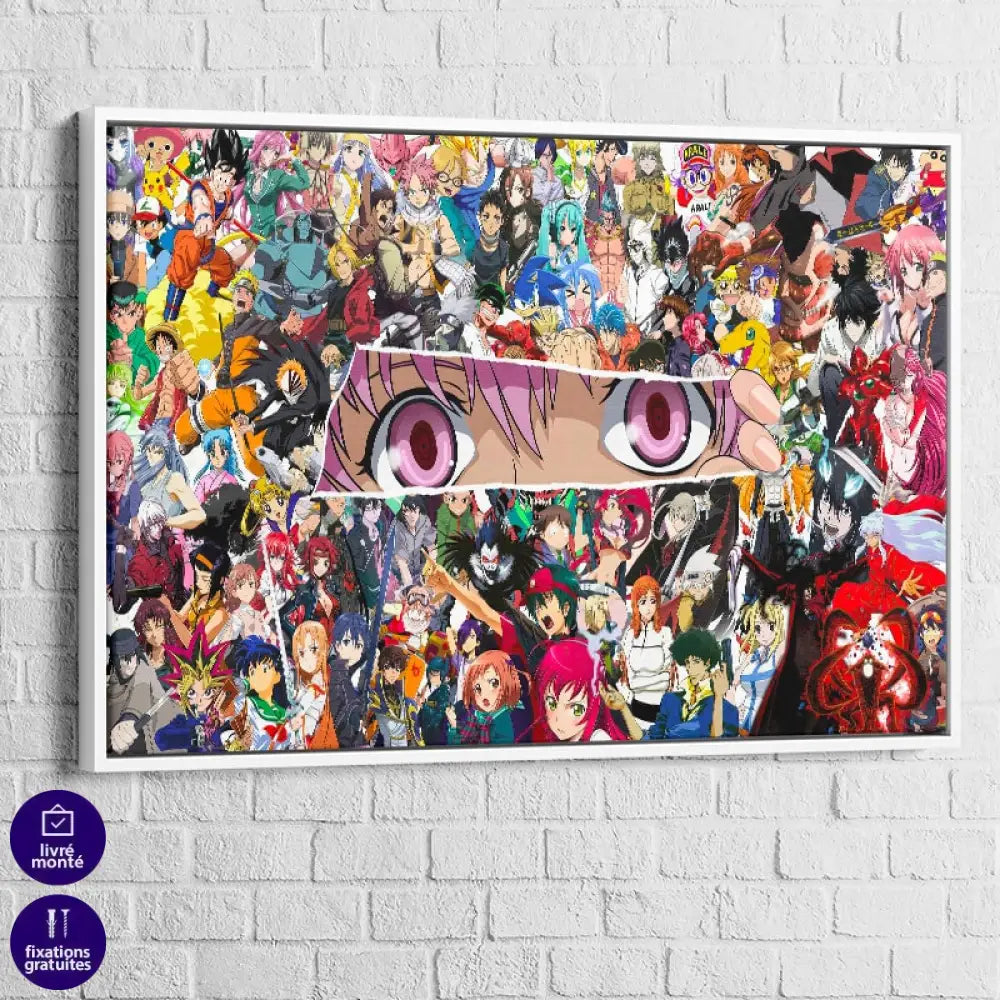 Tableau Manga Tous la! 40x60cm / Cadre Blanc Tableau Manga
