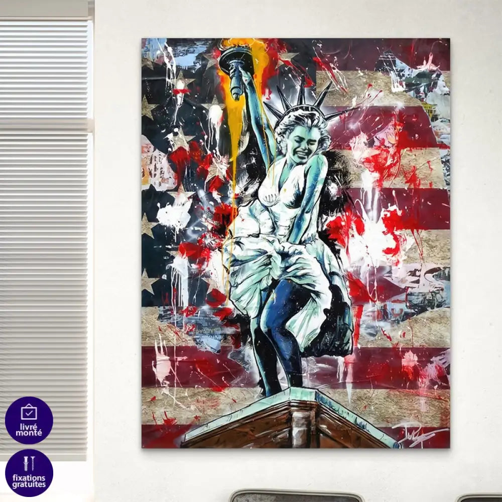 Portrait de Marilyn Monroe revisité en tableau urbain et pop art

