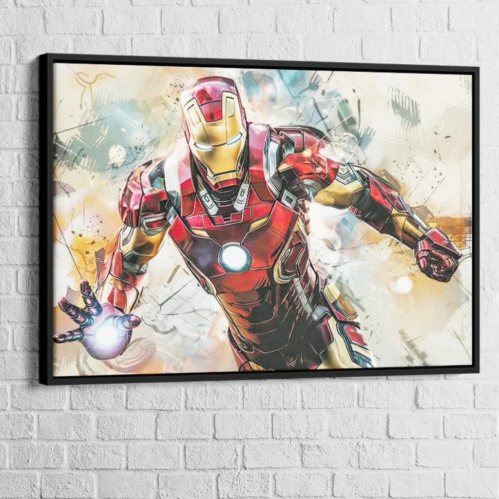 Tableau Marvel Iron Le Chevalier Moderne 40x60cm / Cadre Noir Tableau Marvel