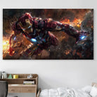 tableau Marvel Iron Man en pleine bataille finale

