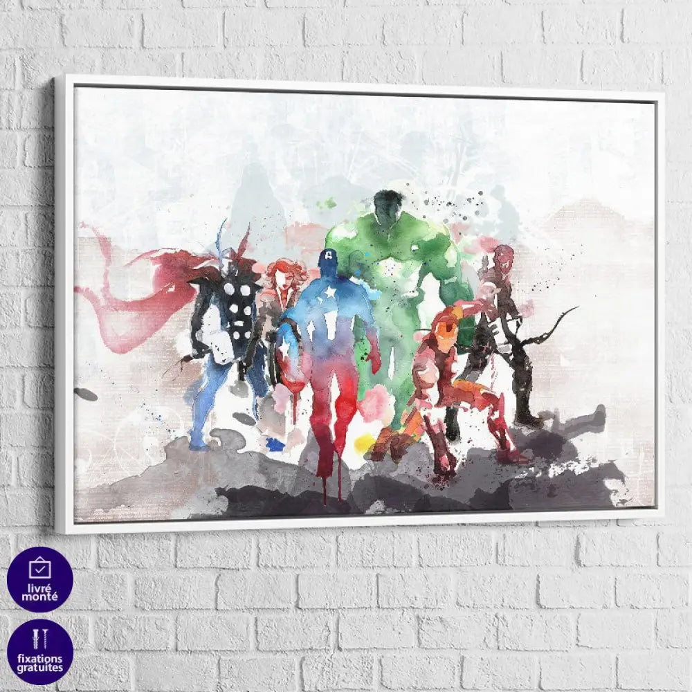 Tableau Marvel L’aquarelle 40x60cm / Cadre Blanc Tableau Marvel