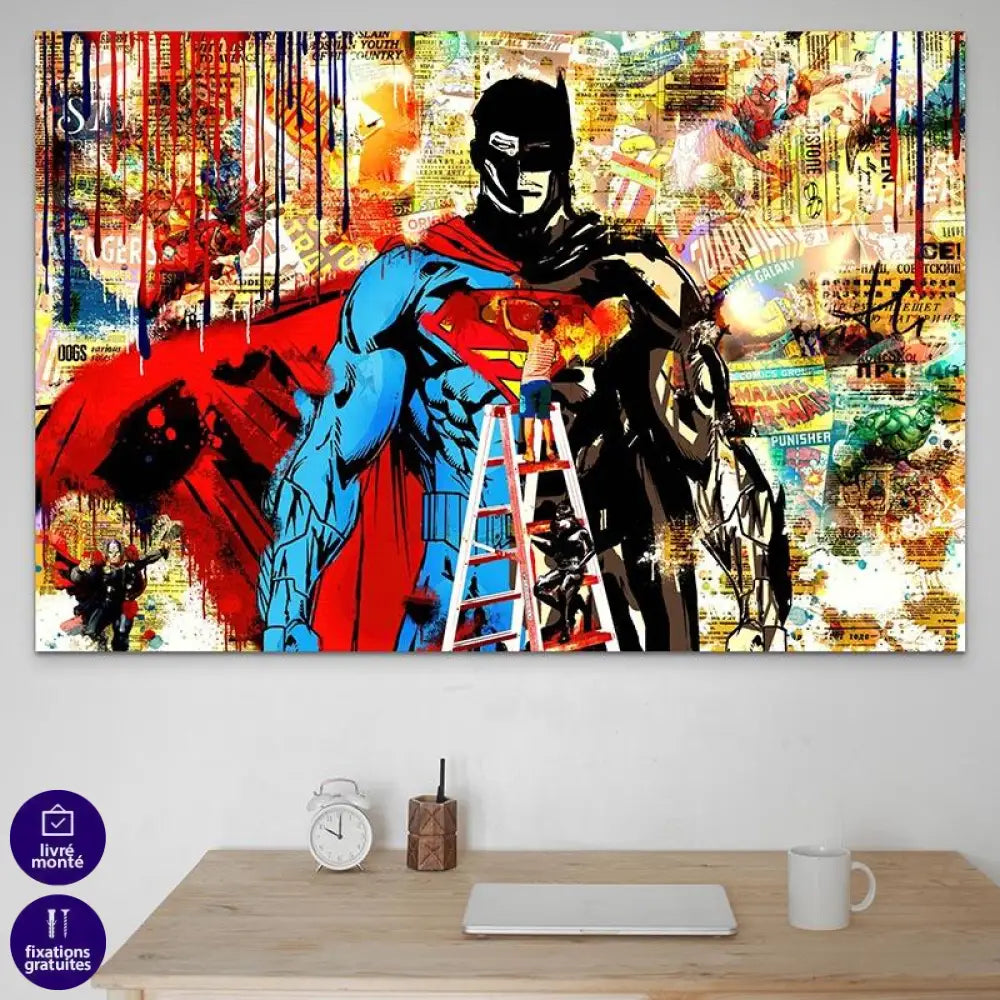 Tableau Marvel Superman Batman Héros - Montableaudeco
