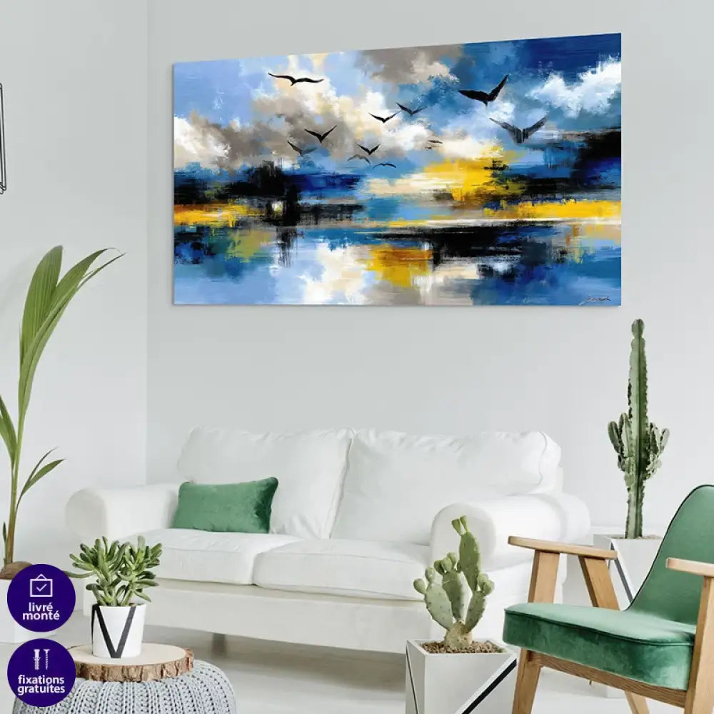 Tableau Mer Abstraite – Ciel Bleu et Reflets Tableau Fleur