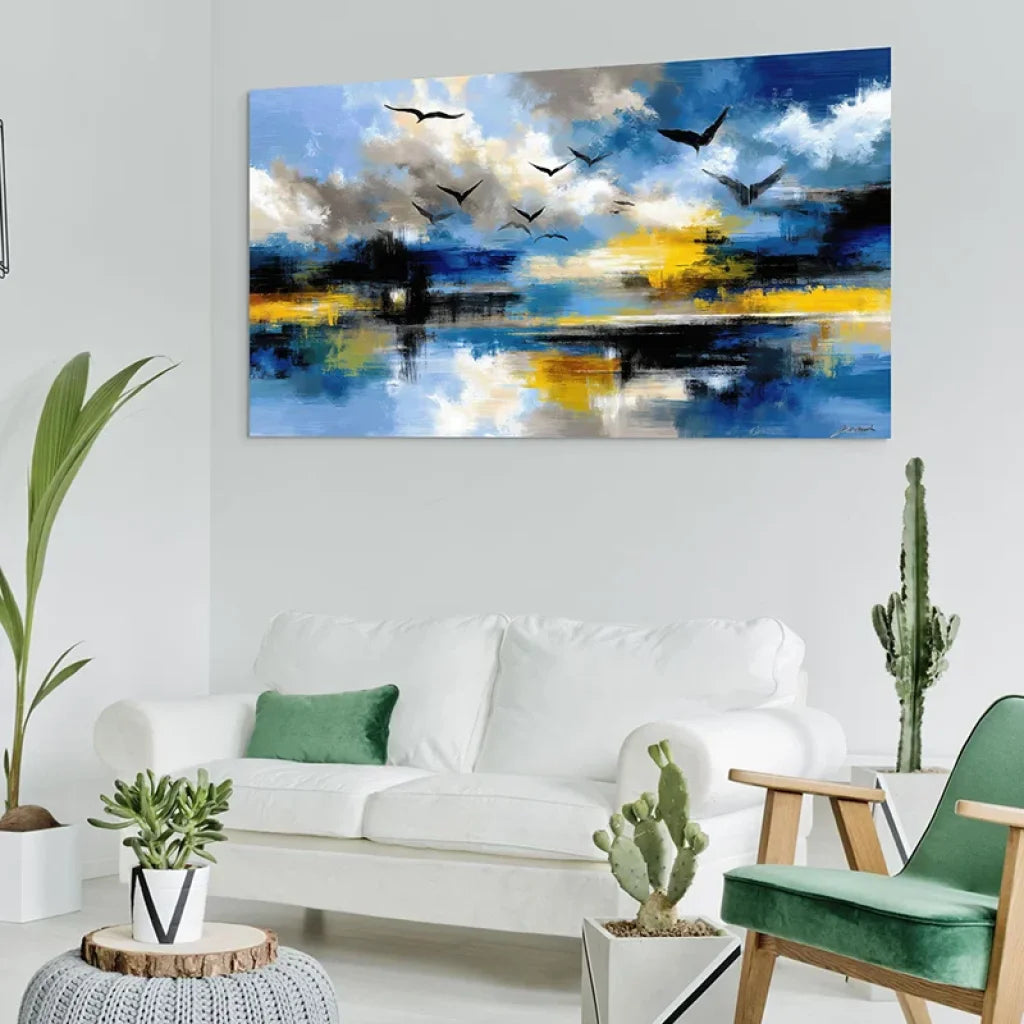 Tableau Mer Abstraite – Ciel Bleu et Reflets Tableau Fleur