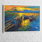 Tableau Mer Éclat du Soir 40x60cm / Cadre Blanc Tableau Mer