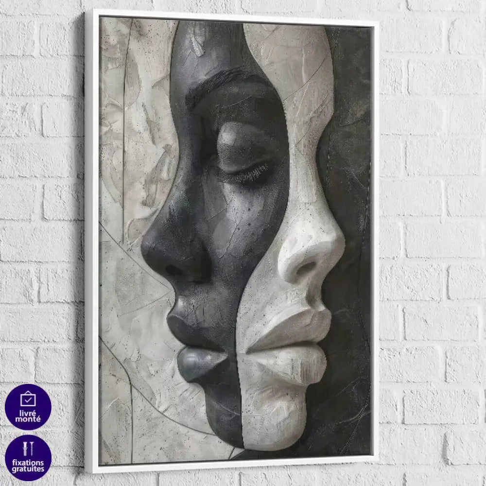 Tableau contemporain L'Art des Contraires avec cadre flottant noir ou blanc

