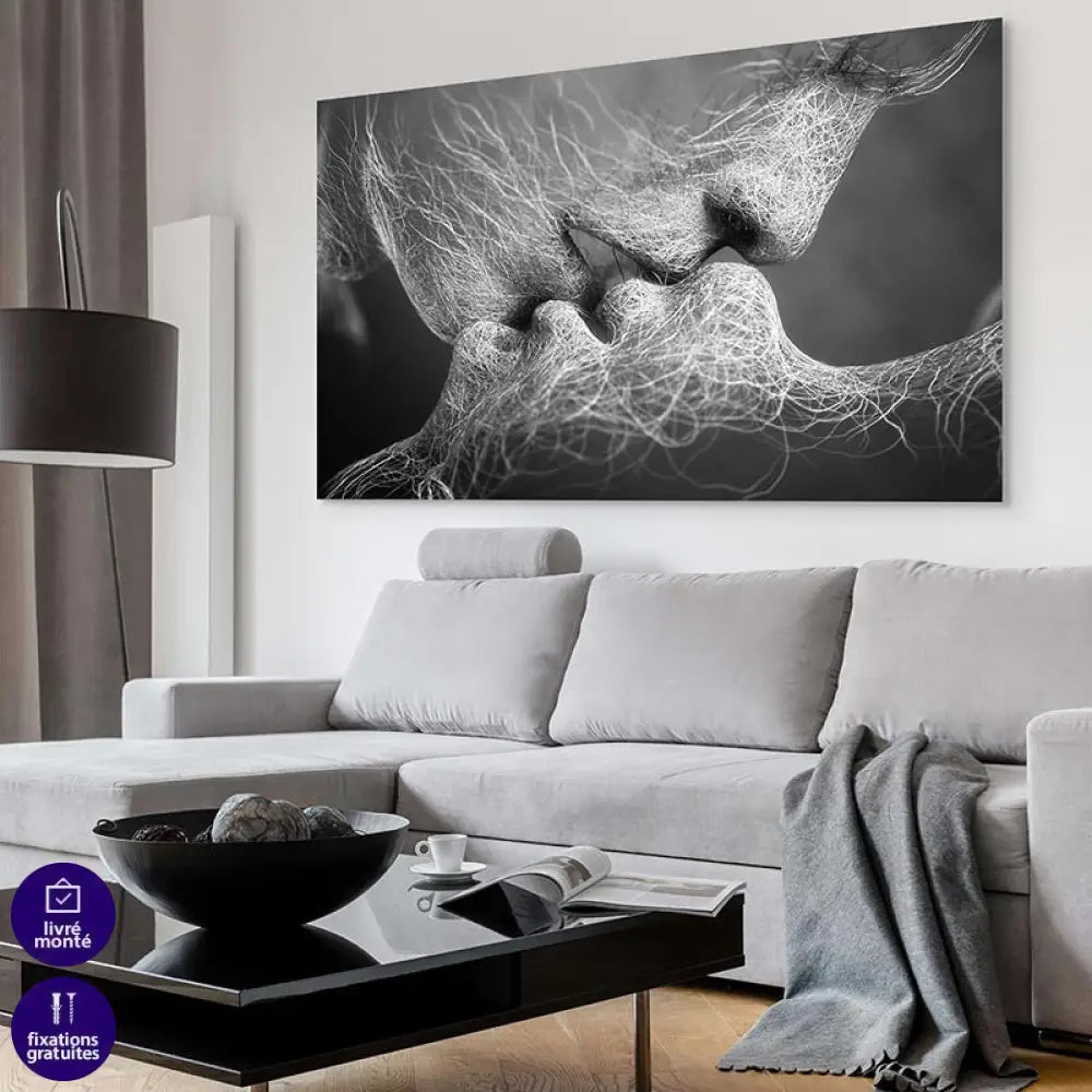 Tableau Moderne Le Kiss 90x180cm / Toile tendue sur châssis Tableau moderne