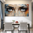 Tableau Moderne Obsession avec regard intense et style street art pour décoration murale

