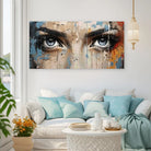 Décoration murale tableau Obsession avec regard captivant et couleurs modernes

