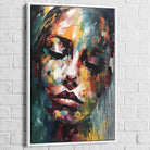 Tableau Moderne Visage en Fusion 40x60cm / Cadre Blanc Tableau Moderne