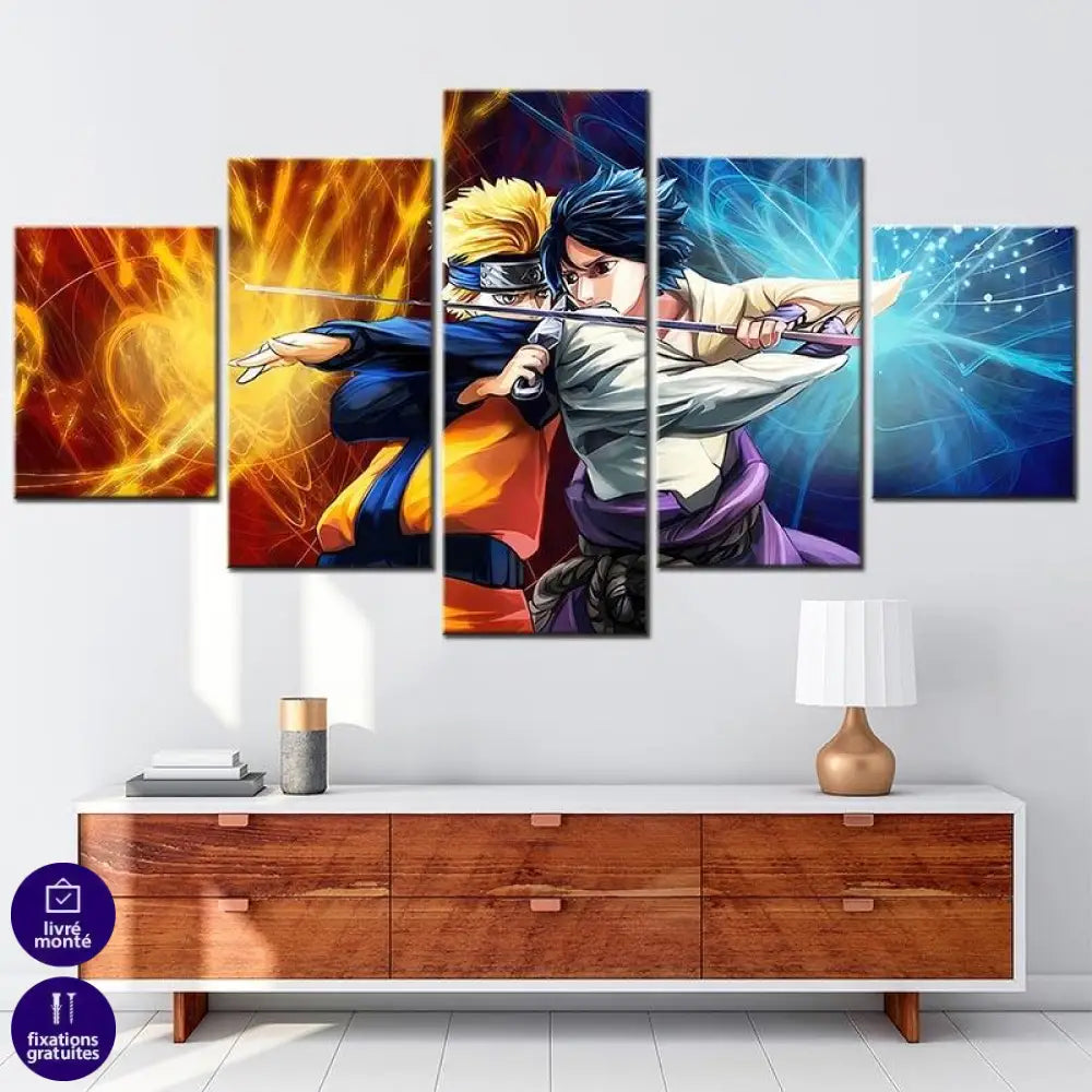 Tableau Naruto 5 Parties Confrontation Éternelle - Montableaudeco