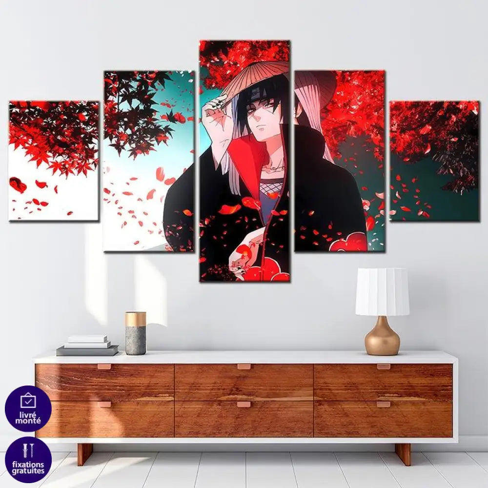 Tableau Naruto 5 Parties Itachi Sérénade d'Automne - Montableaudeco