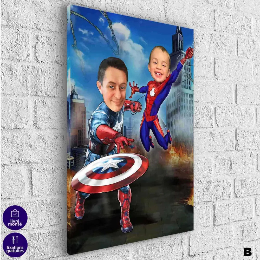 Tableau Personnalisable Super Héros Marvel 2 Personnages - Montableaudeco