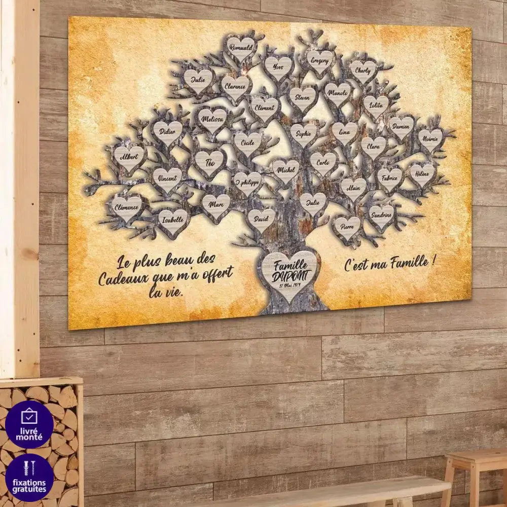 Tableau Personnalisé Famille 34 Prénoms - Montableaudeco